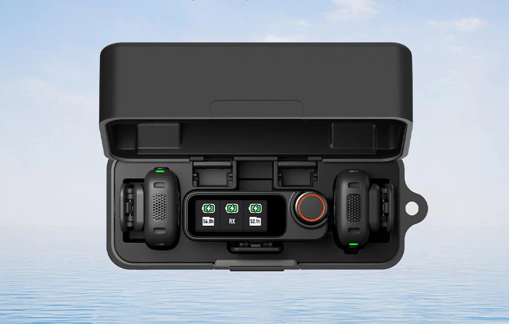 PULUZ carcasă de protecție din silicon deschisă pentru stația de încărcare DJI Mic 3 cu două microfoane wireless și receptor