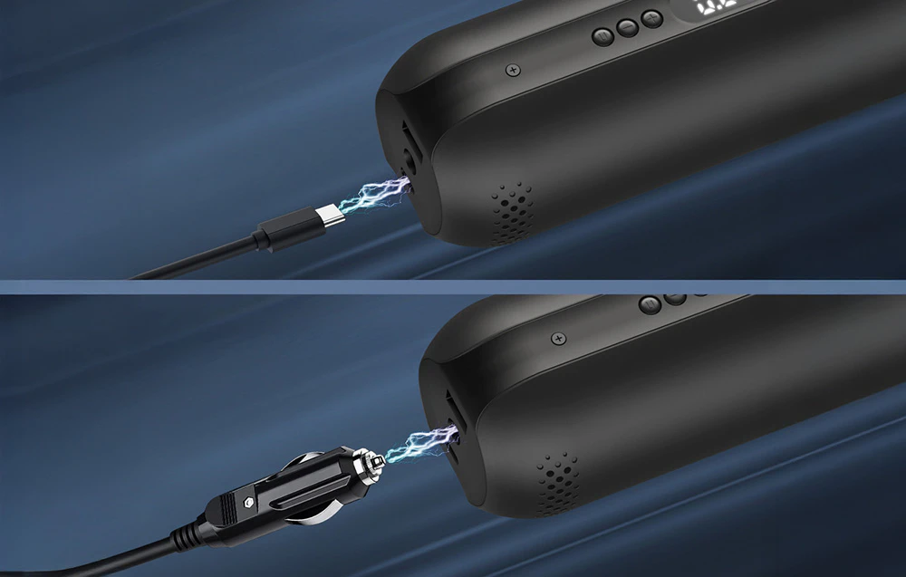 Două opțiuni de alimentare pentru pompa electrică - prin USB-C și DC