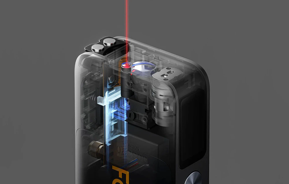 Telemetru laser 2-în-1 pe fundal gri