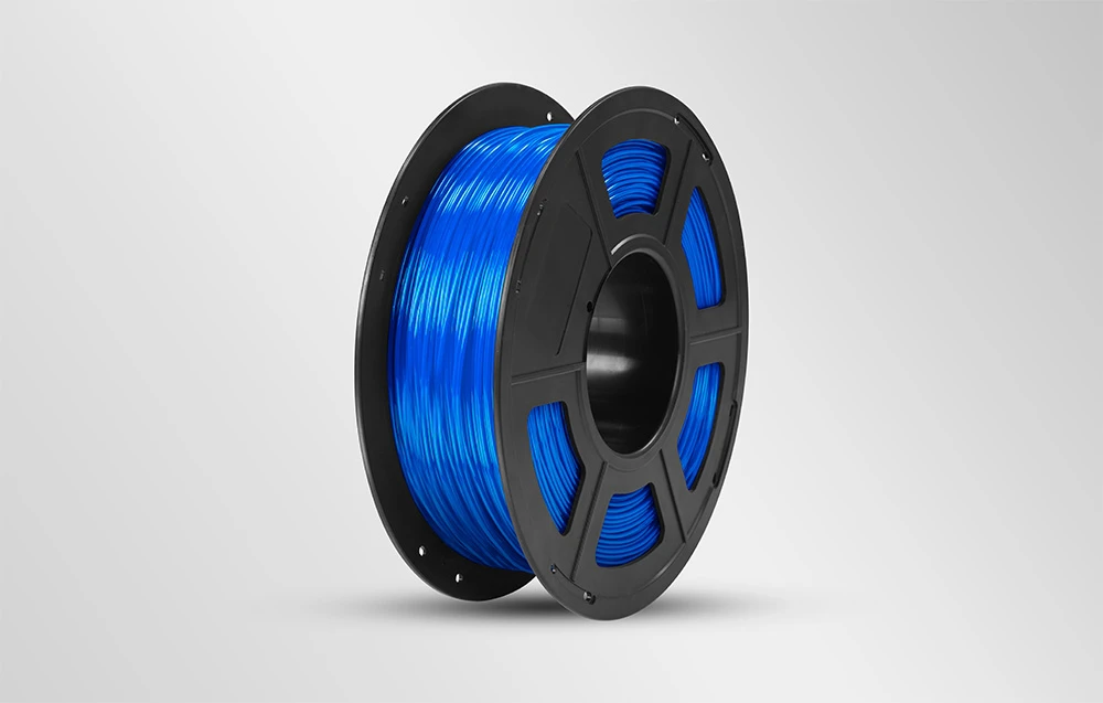 Filament albastru pe fond gri
