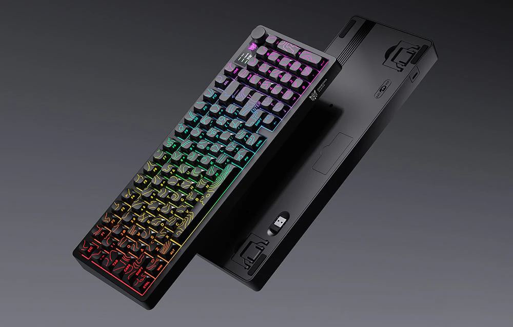 2 tastaturi de gaming iluminate pe un fundal gri-negru