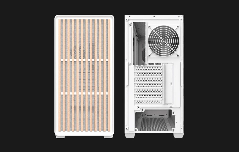 2 carcase de calculator văzute din față și din spate