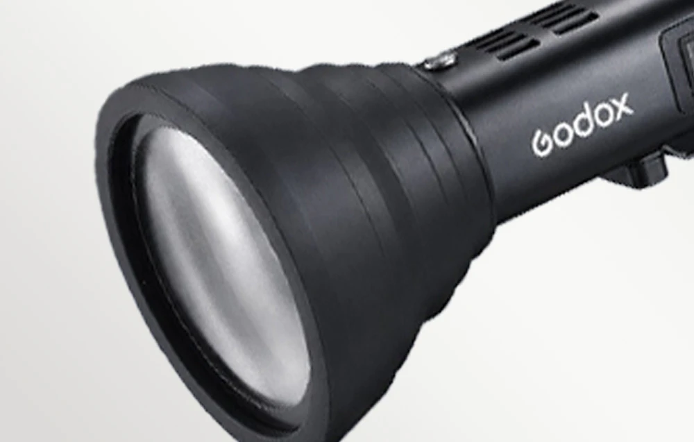 Prim-plan al unei lămpi de studio LED GODOX