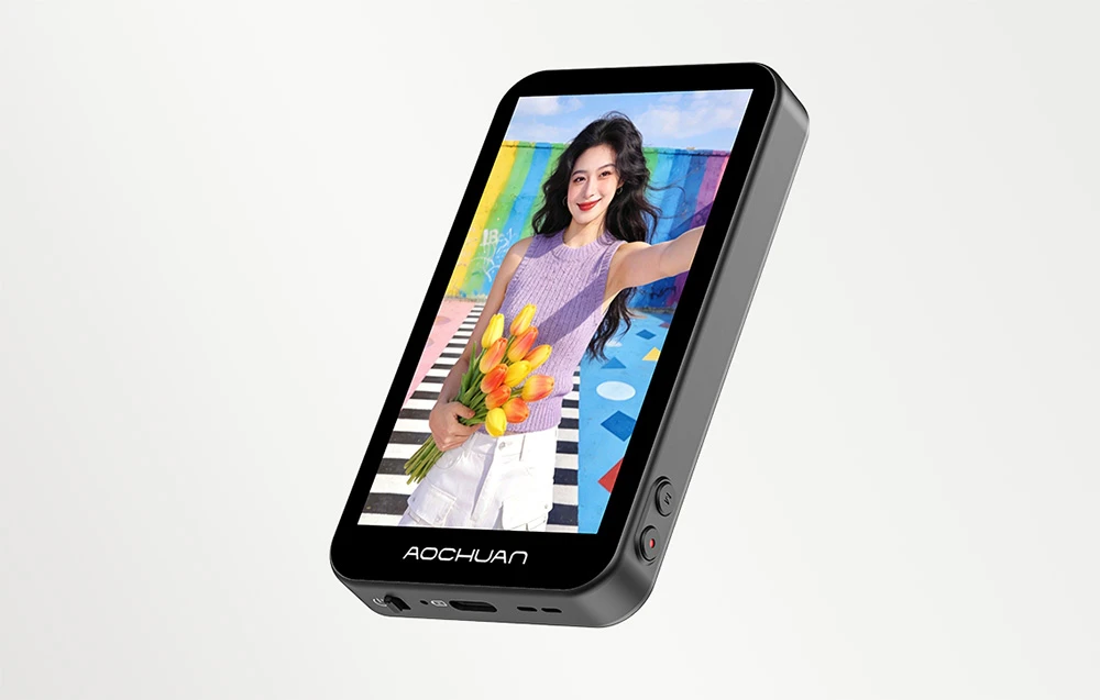 Modul de control portabil cu ecran pentru gimbalul Aochuan Smart X Pro, care afișează butoanele funcționale