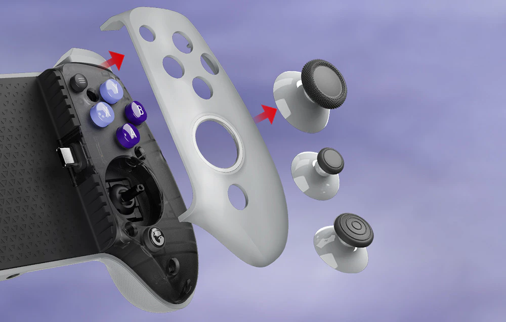 Controler de joc gri dezasamblat