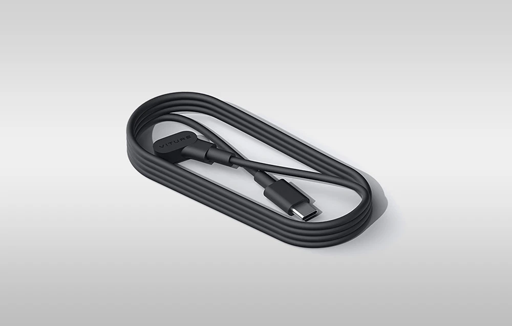 cablu negru pentru conector magnetic Viture pe fundal gri
