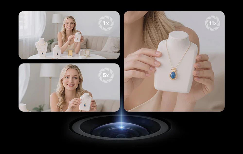 3 imagini realizate cu camera unei femei care prezintă bijuterii