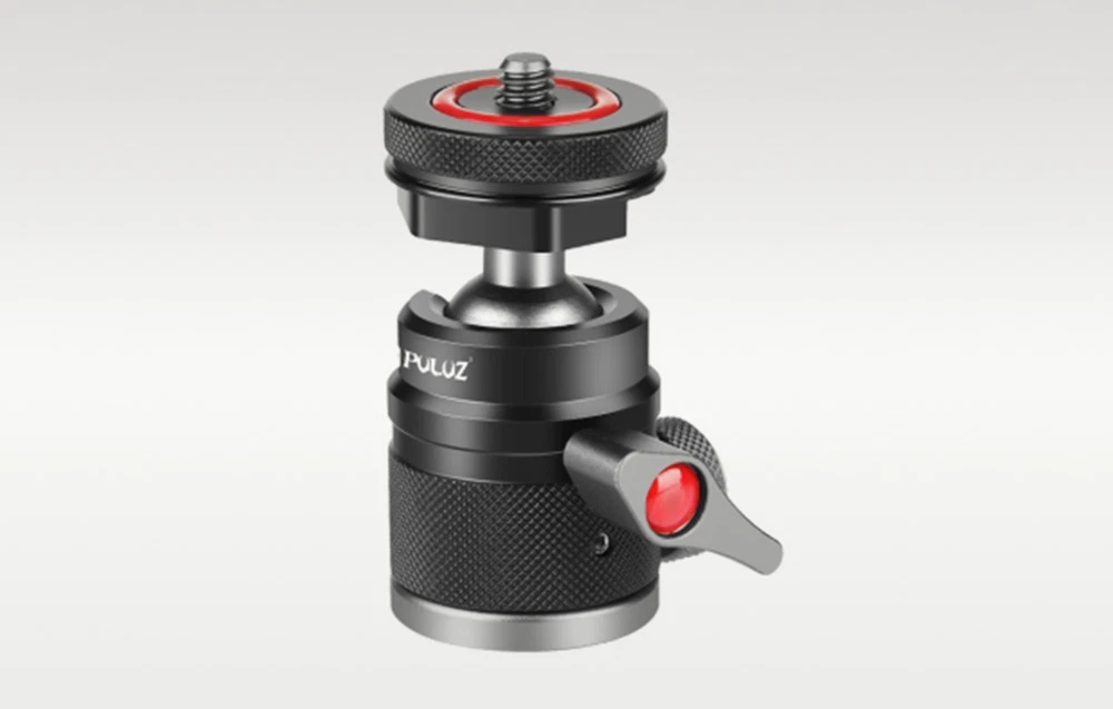 Mini cap sferic negru pentru trepiede Puluz și suporturi de cameră cu două șuruburi de reglare.