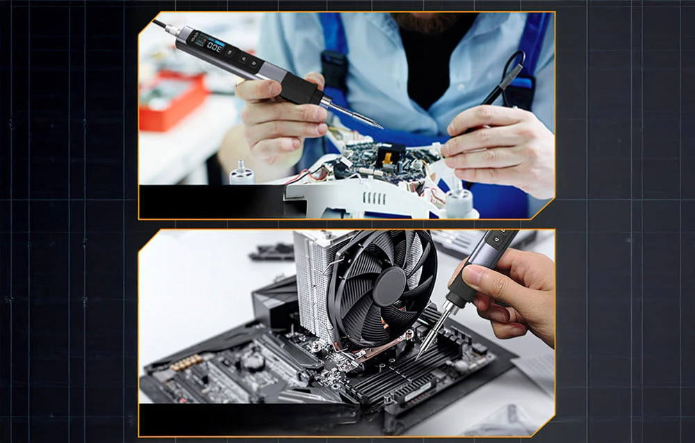 Fierul de lipit FNIRSI utilizat în timpul reparării echipamentelor electronice.