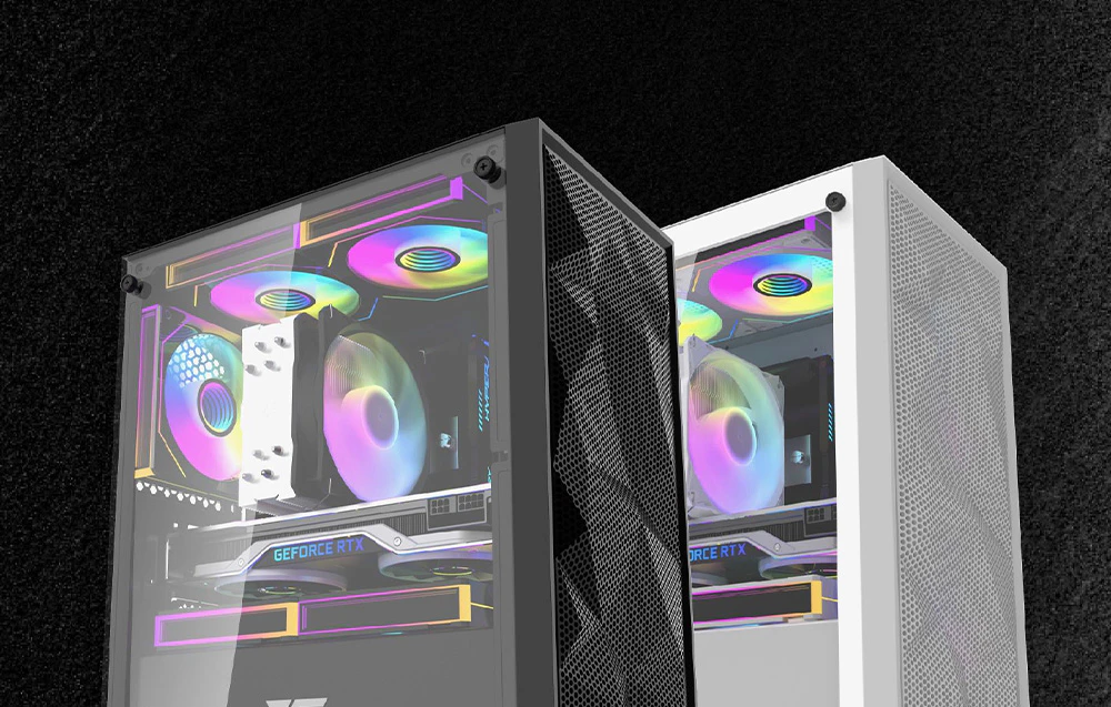 Două carcase Darkflash M305 Mesh în alb și negru, una lângă alta.
