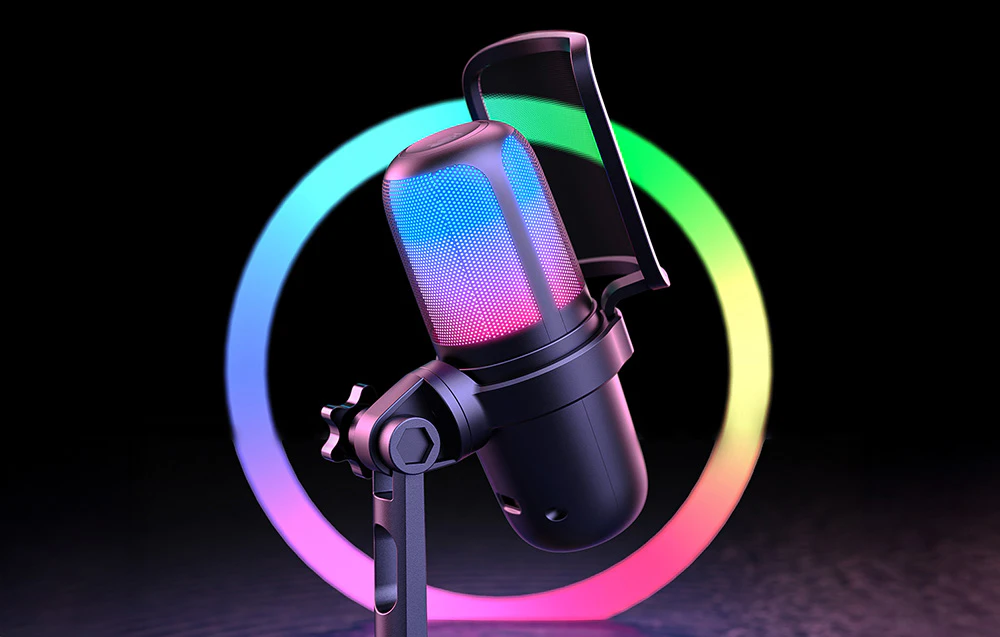 Microfon pe fundal cu cerc RGB