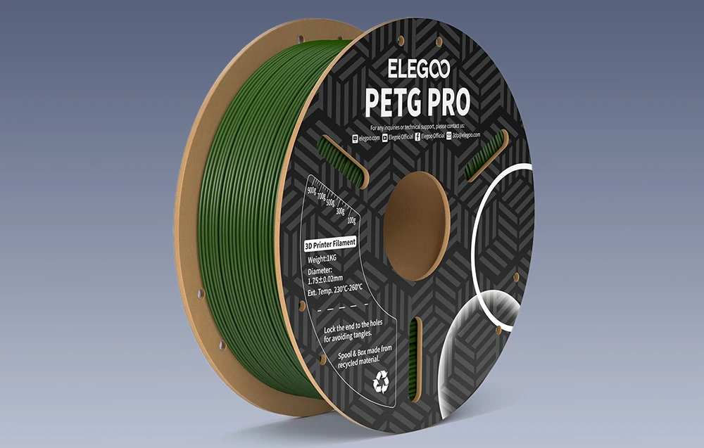 mosor de filament verde PETG