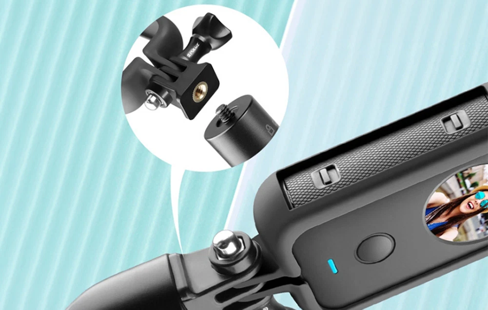 Cameră de acțiune neagră într-o husă din silicon cu montură cu șurub pentru accesorii sportive