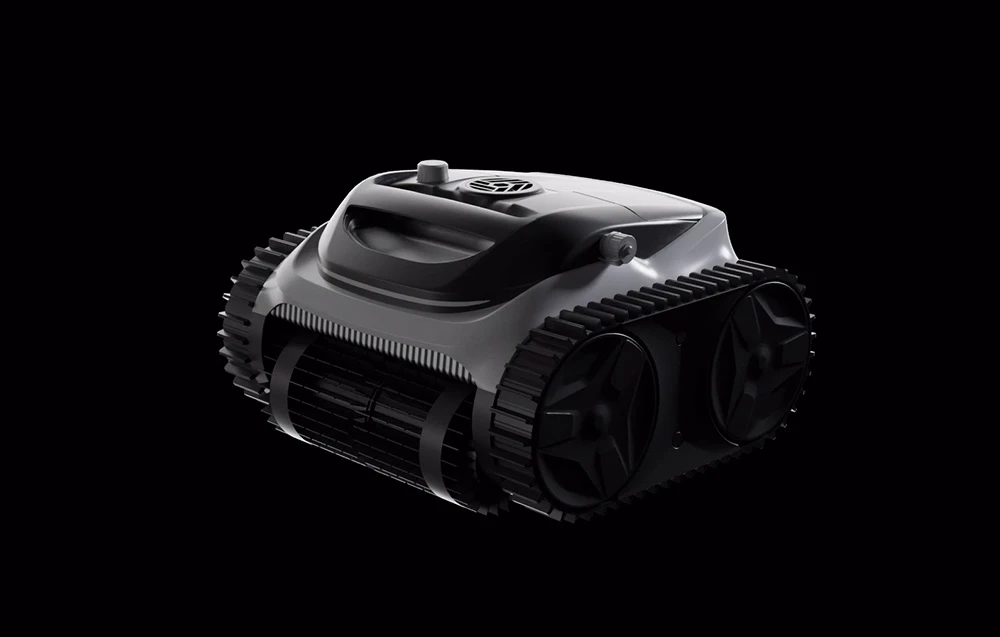 Robot de curățare a piscinei pe un fundal negru