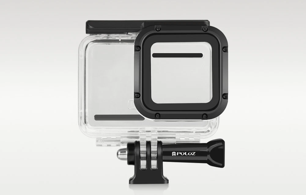 Carcasă impermeabilă Puluz Insta360 One RS 4K Edition pe fundal gri