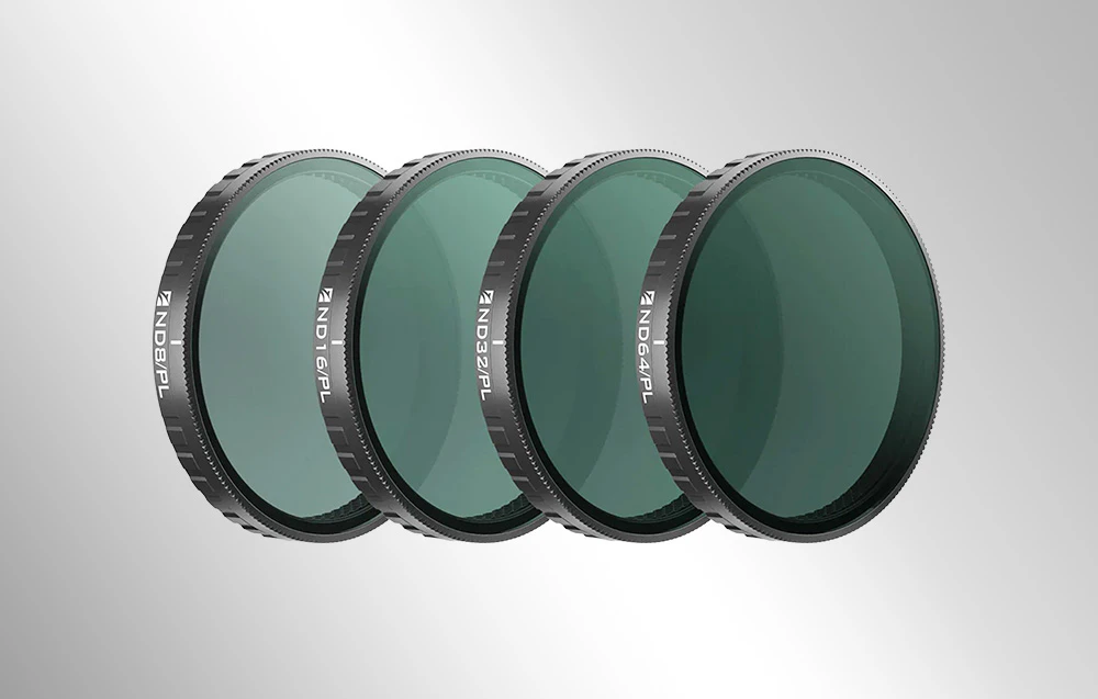 Set de patru filtre hibride Freewell: ND8/PL, ND16/PL, ND32/PL și ND64/PL.