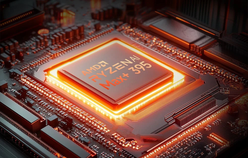 Prim-plan al procesorului RYZEN.