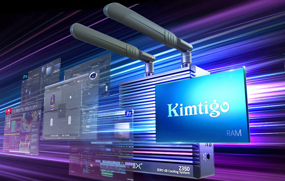 Mini PC Minix ca fundal pentru interfețele curgătoare ale programelor de proiectare Kimtigo și ale zarurilor RAM.