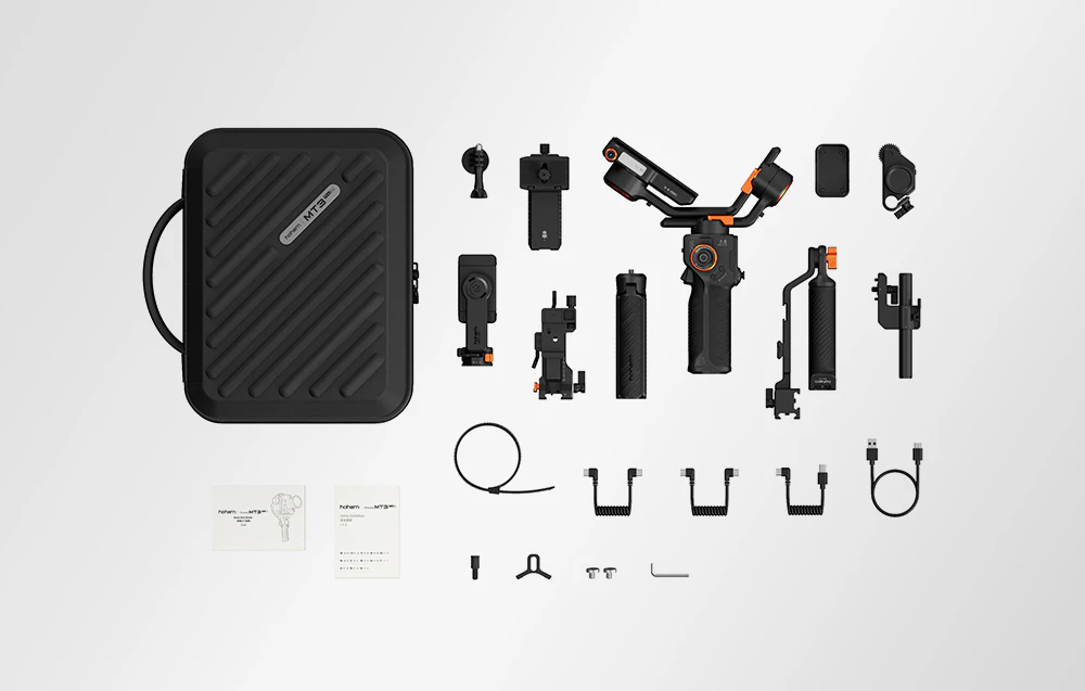 Set de accesorii pentru gimbal pe fundal alb