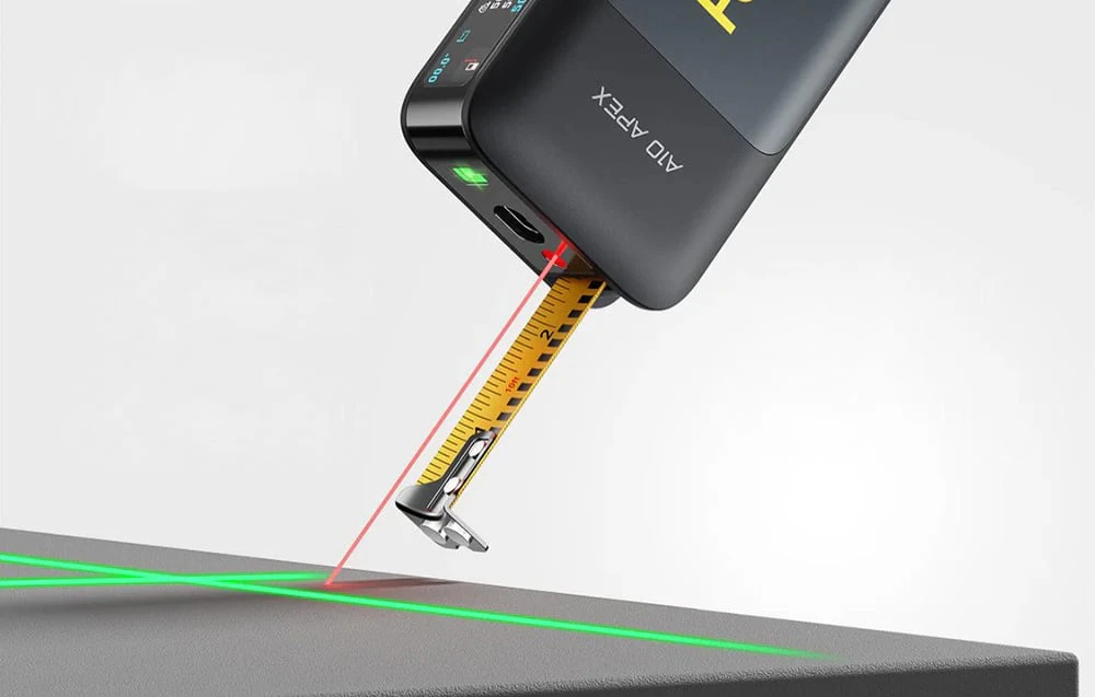 Telemetru laser 3-în-1 cu telemetru încorporat, laser cu linii încrucișate și bandă de măsură retractabilă