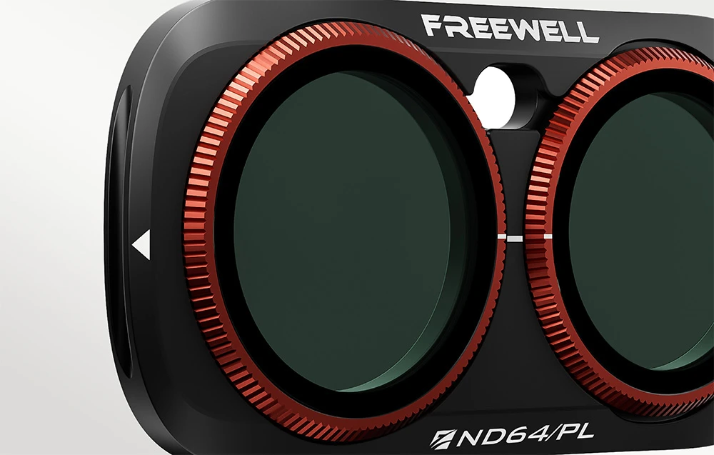 Detaliu al filtrului Freewell ND/PL pentru Insta360 Luna Ultra ND64/PL