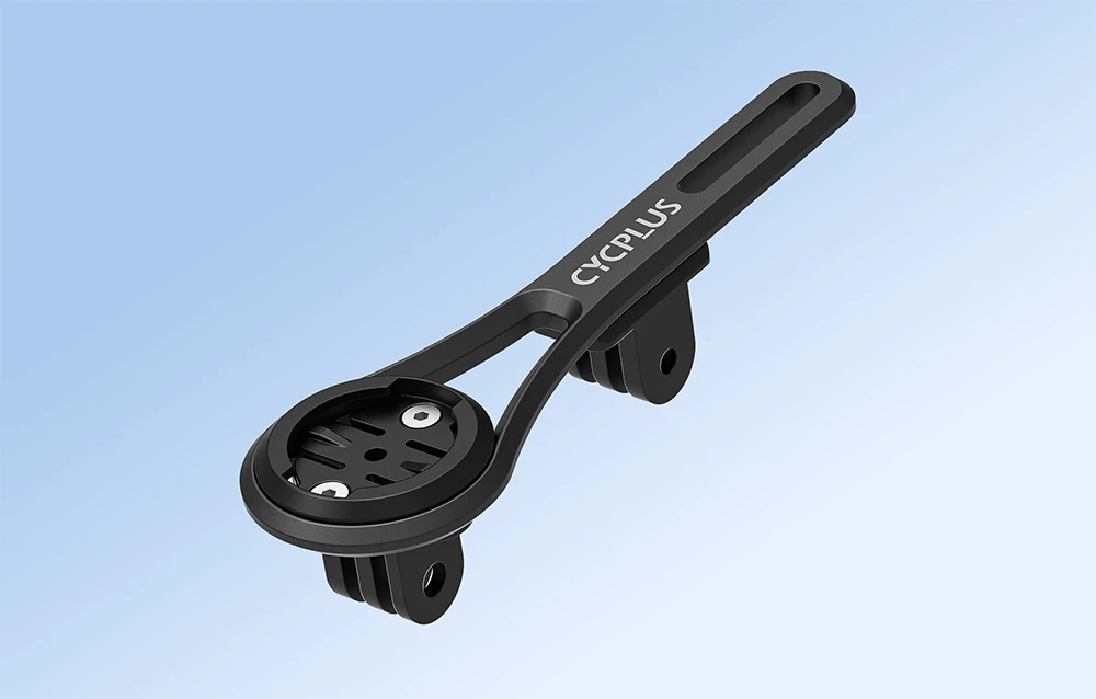 Suport de bicicletă Cycplus Z3 negru cu logo și fantă de montare rotundă pe fundal albastru