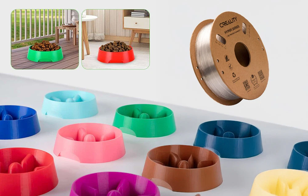 Boluri colorate pentru animale și o bobină de filament transparent Creality Hyper Series