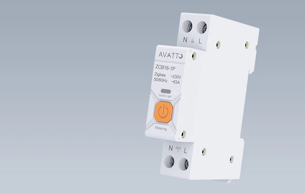 Întrerupător inteligent de supracurent AVATTO ZCB16-1P Zigbee cu buton Metering pe montare pe șină DIN