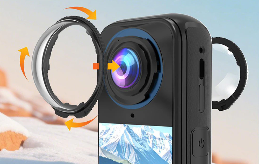 Instalarea capacelor de obiectiv pe camera Insta360 X4