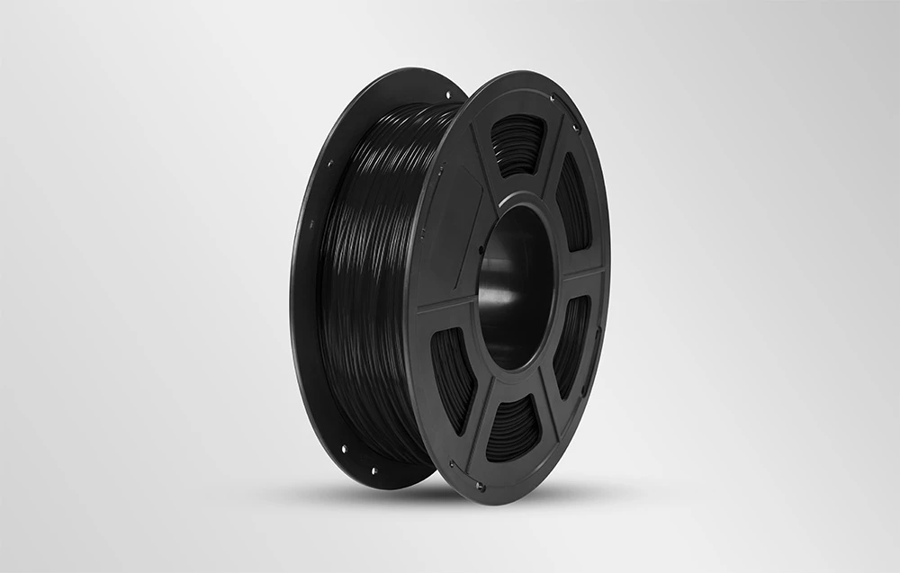 Filament negru pe fundal gri