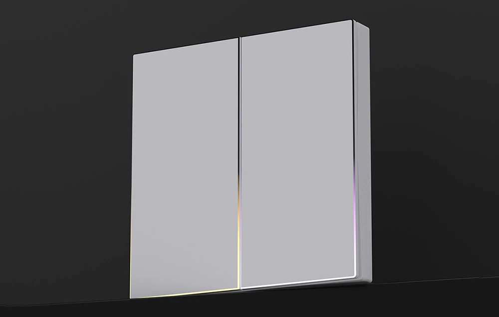 Comutator tactil dublu alb cu iluminare LED moale pe margini, design minimalist