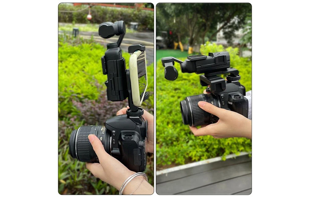 Cameră de acțiune și smartphone montate pe o cameră folosind un suport multifuncțional