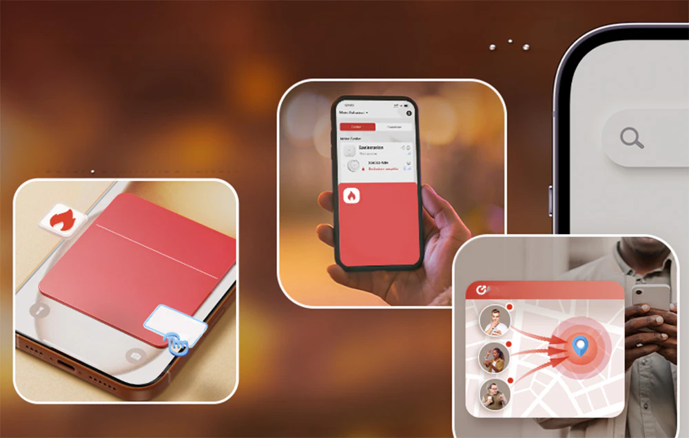 Imagine care prezintă interfața aplicației mobile cu notificări privind amenințările și locația evenimentului pe o hartă