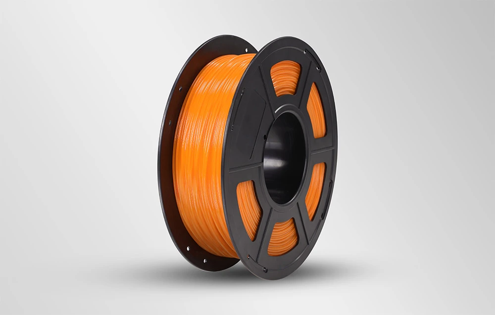 Filament portocaliu pe fond gri
