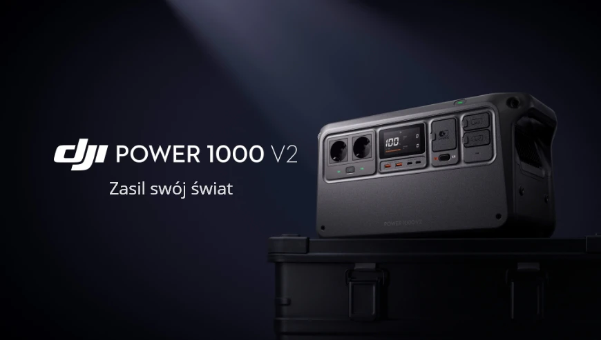 stație de alimentare dji Power 1000 V2 pe fundal negru