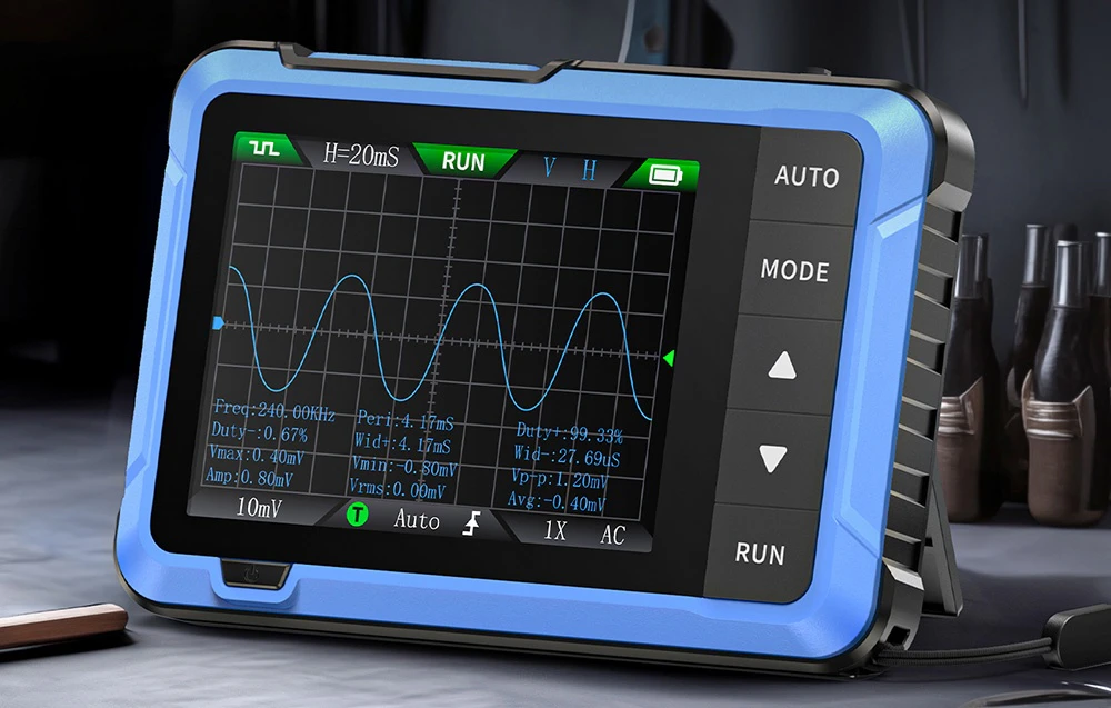 Osciloscop FNIRSI DSO510 în culoare albastră