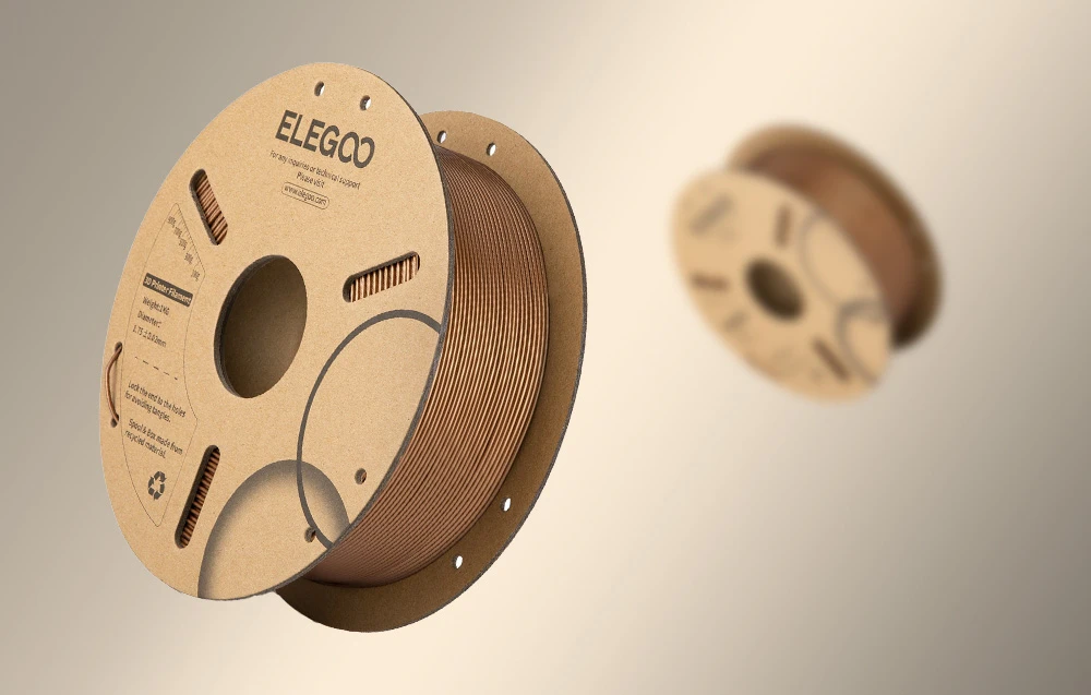 Două bobine de filament 3D ELEGOO în culoarea aramă