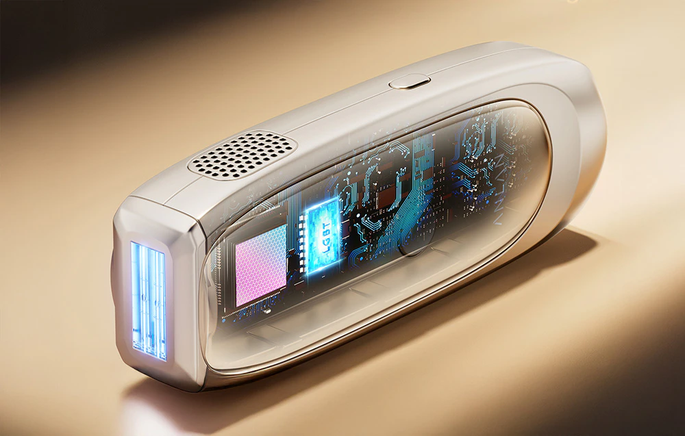 Epilator IPL cu componente interne vizibile