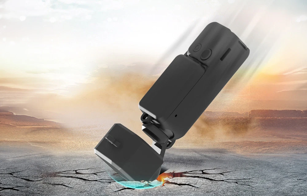 Husă durabilă pentru camera DJI Osmo Pocket 3 care lovește solul crăpat în timpul unei căderi de la înălțime