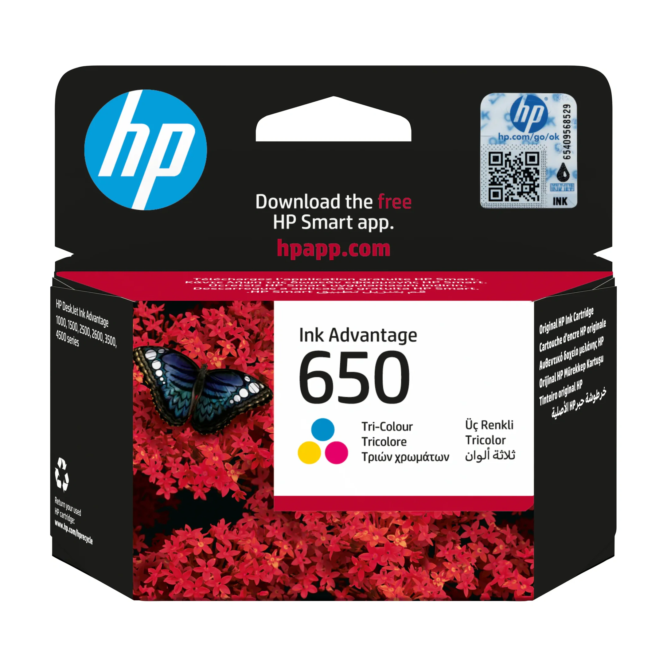 HP 650 Tri-color Original Ink Advantage Cartridge, Standard Yield, Cyan, Magenta, Yellow, Dye-based ink, 1 pc(s), 200 pages, Combo pack