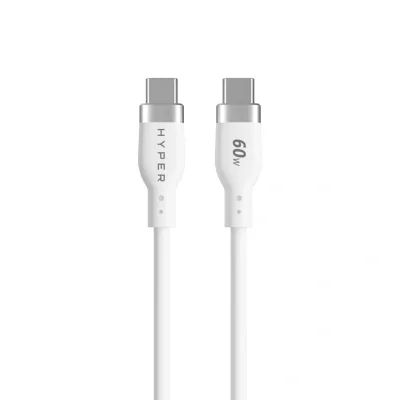1.5M SILICONE USB-C TO USB-C/60W CHARGING CABLE - WHITE