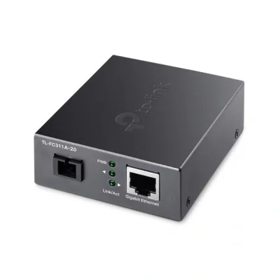 "10/100/1000 Mbps RJ45 to 1000 Mbps Single-mode SC WDM Bi-Directional Fiber Converter PORT: 1× Gigabit SC Port, 1× Gigabit RJ45 Port (Auto MDI/MDIX) SPEC: Full-duplex, Tx:1550 nm, Rx:1310 nm, Up to 20 km, Chassis TL-FC1420 rack-mountable"