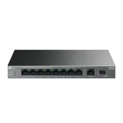 "10-Port Gigabit Desktop Switch with 8-Port PoE+ PORT: 8× Gigabit PoE+ Ports, 1x Gigabit Non-PoE Port, 1× Gigabit SFP Slot SPEC: 802.3at/af, 61 W PoE Power,  Desktop Steel Case FEATURE: Extend Mode for 250m PoE Transmitting, Isolation Mode, PoE Auto 