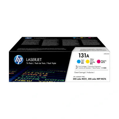 HP 131A 3-pack Cyan/Magenta/Yellow Original LaserJet Toner Cartridges, 1800 pages, Cyan, Magenta, Yellow, 3 pc(s)