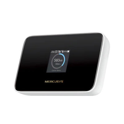 150Mbps 4G LTE Mobile Wi-Fi Build-In 150Mbps 4G LTE Modem SPEED: 287 Mbps at 2.4 GHz, 4G Cat4 150/50 Mbps SPEC: 1.44 Inch Screen Display, FDD-LTE (B1/B3/B5/B7/B8/B20/B28), TDD- LTE (B38/B40), HSPA+/UMTS (B1/B5/B8) FEATURE: Wi-Fi 6, MERCUSYS App, Buil