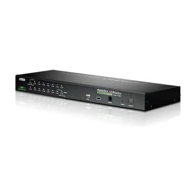 16-Port USB - PS/2 VGA KVM Over IP Switch with USB Peripheral port, Black