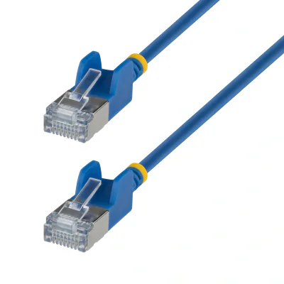 StarTech.com 1m Blue Ultra Slim Cat6A Ethernet Cable, Snagless, FTP, Pure Bare Copper Wire, 34AWG Slim RJ45 Network Patch Cord, Individually Tested, 1 m, Cat6a, U/FTP (STP), RJ-45, RJ-45, Blue