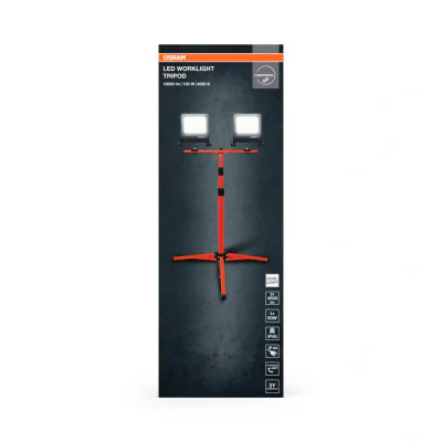 2 Proiectoare LED (lampa de lucru) cu stativ OSRAM Worklight Tripod,2x50W, 220-240V, 2x4500 lm, lumina neutra(4000K), IP65/IK06/IP44,inaltime ajustabila 1.8m, Aluminiu
