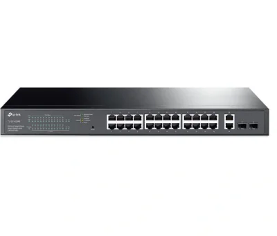 "28-Port Gigabit Easy Smart Switch with 24-Port PoE+ PORT: 24× Gigabit PoE+ Ports, 2× Gigabit Non-PoE Ports, 2×  Gigabit SFP Slots SPEC: 802.3at/af, 250 W PoE Power, 1U 19-inch Rack-mountable Steel Case FEATURE: PoE Auto Recovery, MTU/Port/Tag-based 