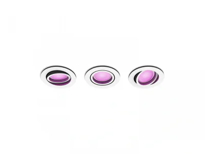 3 Spoturi LED RGB incastrate Philips Hue Centura, Bluetooth, GU10 ,3x5.7W, 1050 lm, lumina alba si color (2000-6500K), IP20, 9cm, Alb